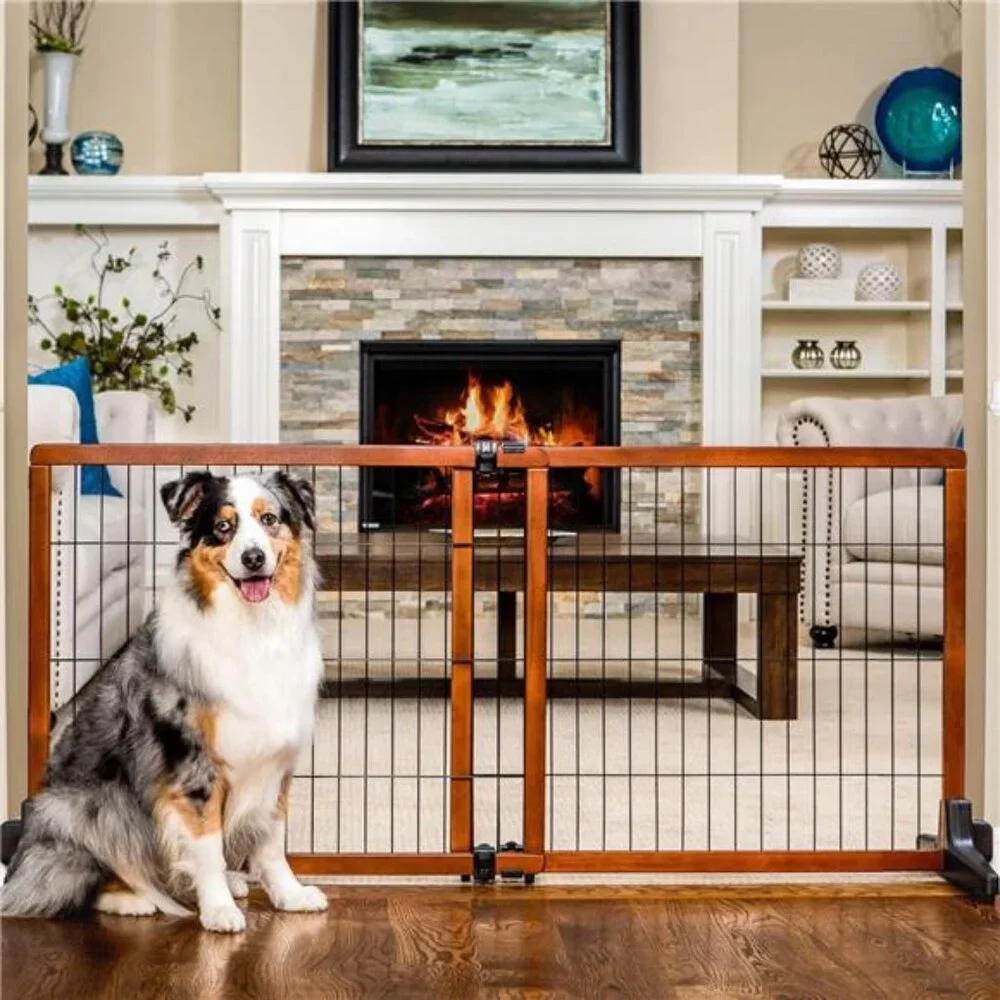 Extra Tall 70-Inch Wide Adjustable Freestanding Pet Gate, Premium Wood (2870 DS)